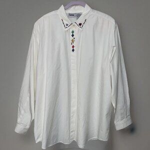 Vintage 1X Embroidered Blouse by CAPACITY White 90’s